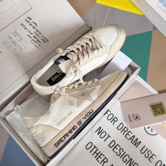 Golden Goose Women's White and Beige Star Dirty Shoes - Picture 4 of 7